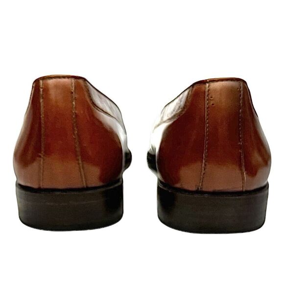 Mario Bruni Mens Loafer Slip On Cognac Leather-Crocodile Size 8 M Pre-Owned - Picture 3 of 10